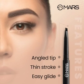 MARS Micro Precision Brow Pencil with Spoolie | Retractable & Easy Glide | Long Lasting & Natural Finish (0.4 g) (Black)