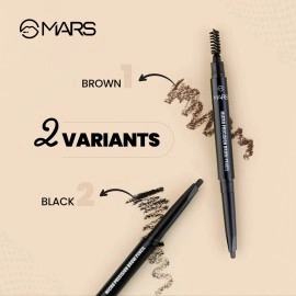 MARS Micro Precision Brow Pencil with Spoolie | Retractable & Easy Glide | Long Lasting & Natural Finish (0.4 g) (Black)