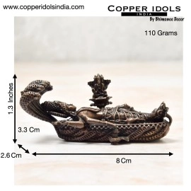 Copper Idols India - By Bhimonee Decor | 1.3-Inch Handmade Copper Ranganatha Swamy Idol | 110g Patina Antique Finish | Hindu Puja Murti for Home & Temple | Pack of 1