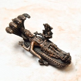 Copper Idols India - By Bhimonee Decor | 1.3-Inch Handmade Copper Ranganatha Swamy Idol | 110g Patina Antique Finish | Hindu Puja Murti for Home & Temple | Pack of 1