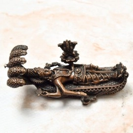 Copper Idols India - By Bhimonee Decor | 1.3-Inch Handmade Copper Ranganatha Swamy Idol | 110g Patina Antique Finish | Hindu Puja Murti for Home & Temple | Pack of 1