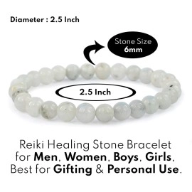 Reiki Crystal Products Unisex-adult Certified Rainbow Moonstone Crystal Stone 6 mm Bracelet