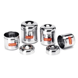 Sumeet Stainless Steel Vertical Utility Canisters/Ubha Dabba/Storage Containers Set Of 4Pc (125Ml,160Ml,200Ml,280Ml), Black