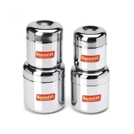 Sumeet Stainless Steel Vertical Utility Canisters/Ubha Dabba/Storage Containers Set Of 4Pc (125Ml,160Ml,200Ml,280Ml), Black