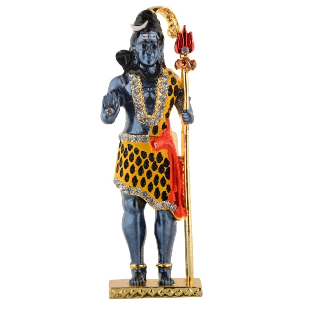 GCT Lord Shiv Idol Shiva Trishul Statue Shankar Murti (B-174) Blue Metal Statue for Home Dcor Car Dashboard Mandir Pooja Murti Temple Puja Office Table Showpiece