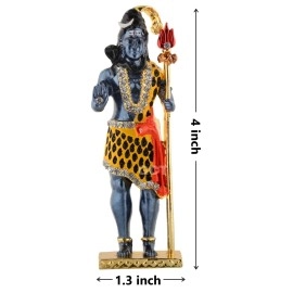 GCT Lord Shiv Idol Shiva Trishul Statue Shankar Murti (B-174) Blue Metal Statue for Home Dcor Car Dashboard Mandir Pooja Murti Temple Puja Office Table Showpiece