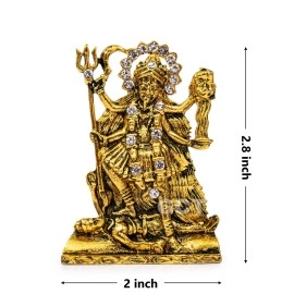 GCT Goddess Kali MATA Idol Maa Kali Murti (B-164) Antique Gold Metal Statue for Home Dcor Car Dashboard Mandir Pooja Murti Temple Puja Office Table Showpiece