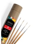 ARTIOS Fine Detailing Brush Set for Painting - Long Liner Rigger Set of 4 With Holder for Acrylic, Oil, Watercolor & Gouache - Handmade Cruelty-Free Wood Paint Brushes