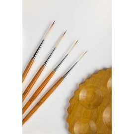 ARTIOS Fine Detailing Brush Set for Painting - Long Liner Rigger Set of 4 With Holder for Acrylic, Oil, Watercolor & Gouache - Handmade Cruelty-Free Wood Paint Brushes