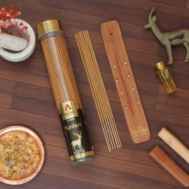 The Aroma Factory Kasturi Musk Agarbatti | Calmness of Musk Aroma with Low Smoke & Zero Charcoal (Bottle Pack of 1, 100g)