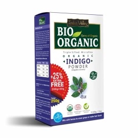 IndusValleyBioOrganic Indus Valley Bio Organic 100% Organic and Herbal Indigo Powder, for Natural Hair Coloring, Arrests Early Greying & Protects hair from Damage - (200g+50g)