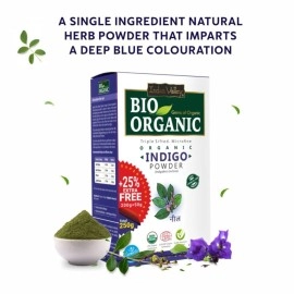 IndusValleyBioOrganic Indus Valley Bio Organic 100% Organic and Herbal Indigo Powder, for Natural Hair Coloring, Arrests Early Greying & Protects hair from Damage - (200g+50g)