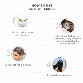 IndusValleyBioOrganic Indus Valley Bio Organic 100% Organic and Herbal Indigo Powder, for Natural Hair Coloring, Arrests Early Greying & Protects hair from Damage - (200g+50g)