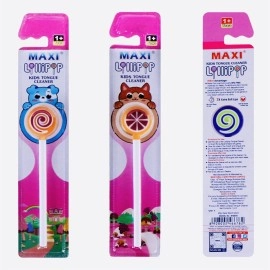MAXI Lollipop Tongue Cleaner for kids, extra soft, 6+ months, watermelon, candy, multicolor (Pack of 4)
