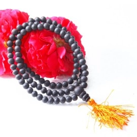 Anciently 100% Natural Unpolished Karungali Malai Original | Karungali Malai 6mm - Natural Black Ebony Wood