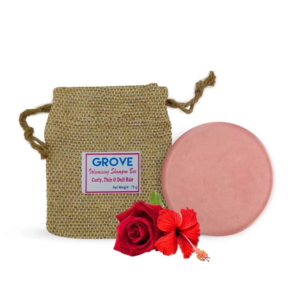Grove Volumizing Shampoo Bar For Curly, Thin & Dull Hair| Enriched With Silk Protein, Hibiscus Oil & Shea Butter (Pack Of 1) - 75 g