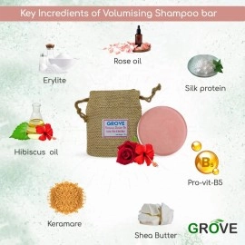 Grove Volumizing Shampoo Bar For Curly, Thin & Dull Hair| Enriched With Silk Protein, Hibiscus Oil & Shea Butter (Pack Of 1) - 75 g