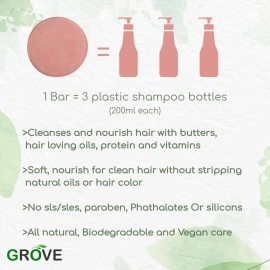 Grove Volumizing Shampoo Bar For Curly, Thin & Dull Hair| Enriched With Silk Protein, Hibiscus Oil & Shea Butter (Pack Of 1) - 75 g