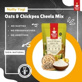 Nutty Yogi Oats & Chickpea Cheela Mix 400 gm I Indian Pancake I Healthy Breakfast I Protein Rich I Easy to Make I Nutritious and Delicious