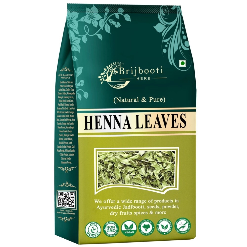 BrijBooti Birju Mahavir Heena Leaves - Lawsonia inermis - Natural & Pure Heena Leaves Mehndi (For Hair Color & Hand Color) 200 Gr