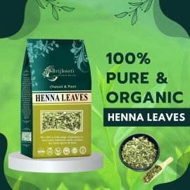 BrijBooti Birju Mahavir Heena Leaves - Lawsonia inermis - Natural & Pure Heena Leaves Mehndi (For Hair Color & Hand Color) 200 Gr