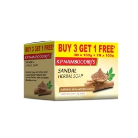 K P Namboodiri\'s Sandal Herbal Soap 100g (Buy 3 Get 1 Free)- Pack of 2
