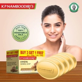 K P Namboodiri\'s Sandal Herbal Soap 100g (Buy 3 Get 1 Free)- Pack of 2