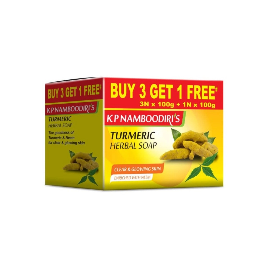 K P Namboodiri\'s Turmeric Herbal Soap 100g (Buy 3 Get 1 Free) - Pack of 2
