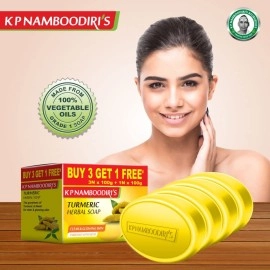 K P Namboodiri\'s Turmeric Herbal Soap 100g (Buy 3 Get 1 Free) - Pack of 2