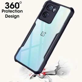 TheGiftKart Shockproof Crystal Clear Back Cover Case for OnePlus Nord CE 2 5G | 360 Degree Protection | Hard Transparent Back Cover Case for OnePlus Nord CE2 5G (PC & TPU, Blue Bumper)