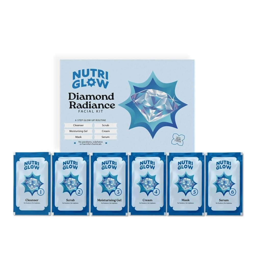 NutriGlow NATURAL\'S Diamond Radiance Facial Kit for Acne & Spot Free Skin, 60gm