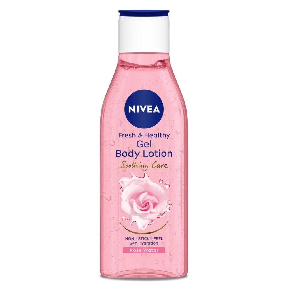 NIVEA Rose Water Gel Body lotion, Soothing Care for 24H hydration, Non-Sticky & fast absorbing Body lotion for fresh and healthy skin, 200 ml