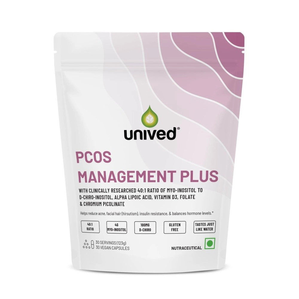 Unived PCOS Management Plus, 40:1 Ratio 4000mg Myo-Inositol to 100mg D-Chiro-Inositol with Natural Caronisitol, for Acne, Facial Hair, Insulin Resistance
