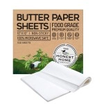 THE HONEST HOME COMPANY Butter Paper-100 Sheets | White Precut Sheet for Cooking & Baking, Reusable Can be Used as Parchment Paper for Oven, 10 X 10 Inch