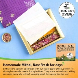 THE HONEST HOME COMPANY Butter Paper-100 Sheets | White Precut Sheet for Cooking & Baking, Reusable Can be Used as Parchment Paper for Oven, 10 X 10 Inch