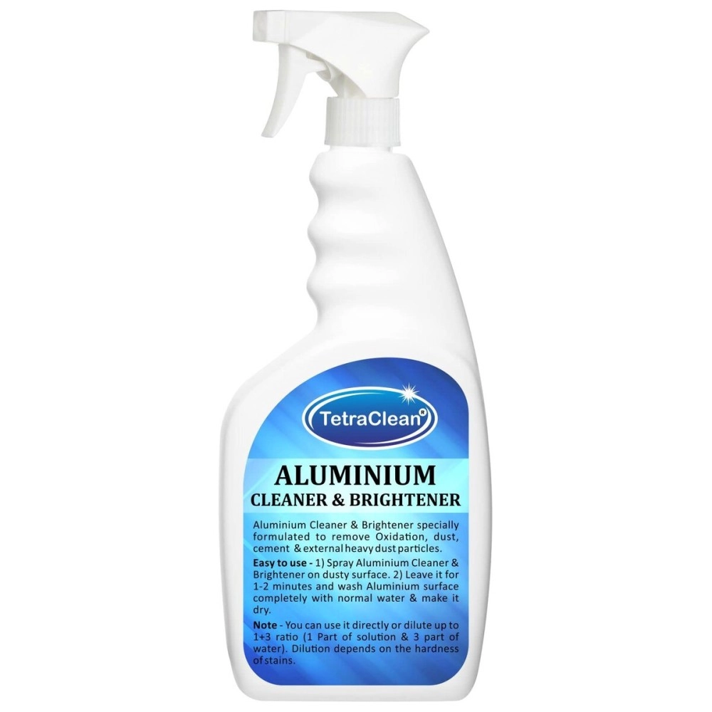 TetraClean Aluminium Cleaner and Brightener | Remove Oxidation, Dust, Cement and Heavy Dust Particles | Clean & Restore Stainless Steel, and Other Household Metal Surfaces / 500 ml