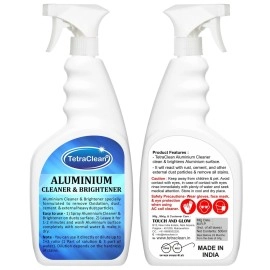 TetraClean Aluminium Cleaner and Brightener | Remove Oxidation, Dust, Cement and Heavy Dust Particles | Clean & Restore Stainless Steel, and Other Household Metal Surfaces / 500 ml