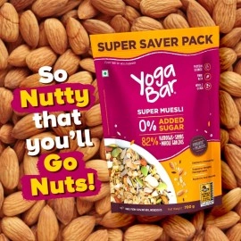 Yogabar Muesli Wholegrain Breakfast Cereals, Healthy Breakfast Cereals, Granola, Gluten Free, Antioxidant Rich, Healthy Food For Breakfast, Protein Rich - 700 G (Pack Of 2)