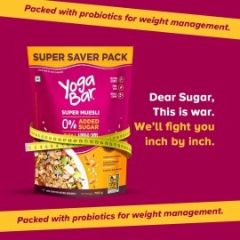 Yogabar Muesli Wholegrain Breakfast Cereals, Healthy Breakfast Cereals, Granola, Gluten Free, Antioxidant Rich, Healthy Food For Breakfast, Protein Rich - 700 G (Pack Of 2)