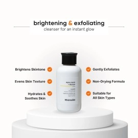 Minimalist 7% ALA & AHA Brightening Face Wash with Vitamin B5 For Hydration, Glycolic Acid For Exfoliation & Alpha Lipoic Acid For Glowing Skin