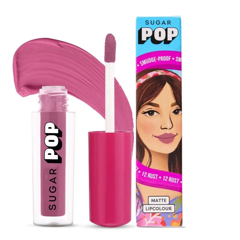 SUGAR POP Matte Lipcolour | Lasts Upto 8 hrs | Nude Lipstick for Women | Vitamin E Infused | Non-Drying, Smudge Proof, Long Lasting | 1.6ml - 12 Rust