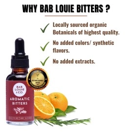 Bab Louie & Co. Aromatic Bitters For Cocktails, India\'s 1st Non-Alcoholic Award Winning Bitters, Natural Made With Real Fruits, Herbs & Spices, Spiced Earthy Taste Notes, Old Fashioned, Gin & Tonic