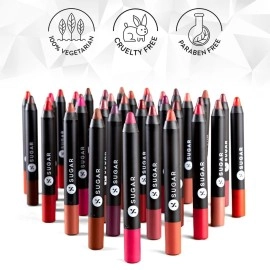 SUGAR Cosmetics Matte as Hell Crayon Lipsticks for Women | Lasts Up To 8+ Hours | Lip Crayon with Sharpener | 2.5gm - 12 Baby Houseman