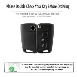 JVCV Premium Soft TPU Leather Pattern Key Cover Compatible with Skoda Kylaq Slavia Kushaq Taigun Tiguan Virtus Octavia Kodiaq Superb Folding Key (Red)