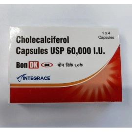 Bon DK 60K Vitamin D3 60000 IU Capsules | 20 Capsules (Pack of 5) | Cholecalciferol 60000 IU |Vitamin D3 Weekly Supplement for Men & Women |Boosts Immune System | Soft Gelatin Capsule, Easy to Swallo