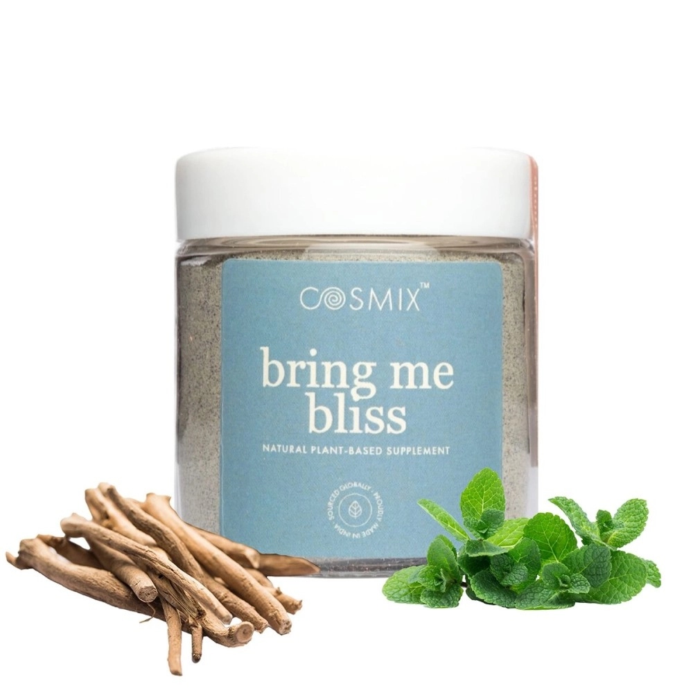 Cosmix Bring Me Bliss | For Relaxation & Focus | Helps De-Stress | Blue Spirulina & Ashwagandha Superfood Powder | 60g (40 servings) | No Artificial Colour, No Preservatives, No Added Sugar | Vegan