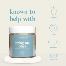 Cosmix Bring Me Bliss | For Relaxation & Focus | Helps De-Stress | Blue Spirulina & Ashwagandha Superfood Powder | 60g (40 servings) | No Artificial Colour, No Preservatives, No Added Sugar | Vegan