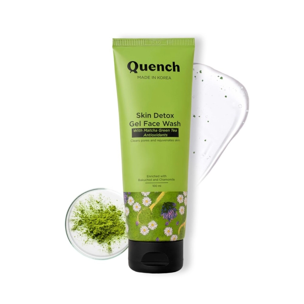 QUENCH BOTANICS Skin Detox Gel Face Wash with Matcha Green Tea Anti-Oxidants | Korean Face Wash for Oily & Acne-Prone Skin | Reduces Acne, Dark Spots & Blackheads | Made in Korea (100ml)
