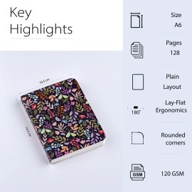 Factor Notes Night Bloom 120 GSM Textured Fine Grain Medium Surface Pocket Sized Sketchbook, A6 Size