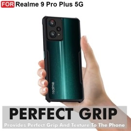 CEDO Realme 9 Pro Plus (5G) Back Case Cover | Camera Protection Shockproof Bumper-Edge | Acrylic Crystal Clear 360 Degree Protection TPU+PC | Transparent Eagle Back Case Cover (Black)